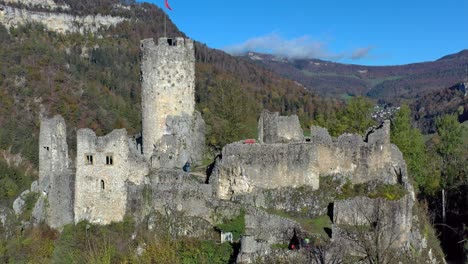 castle ruin neu-falkenstein near balsthal switzerland aerial view