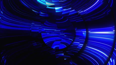 muchos círculos mágicos de espejo brillan en la luz de neón. fondo generado por computadora abstracta, renderización 3d