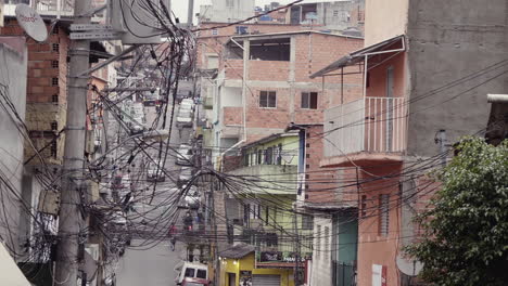 establishing shot of one of the largest slums of latin america