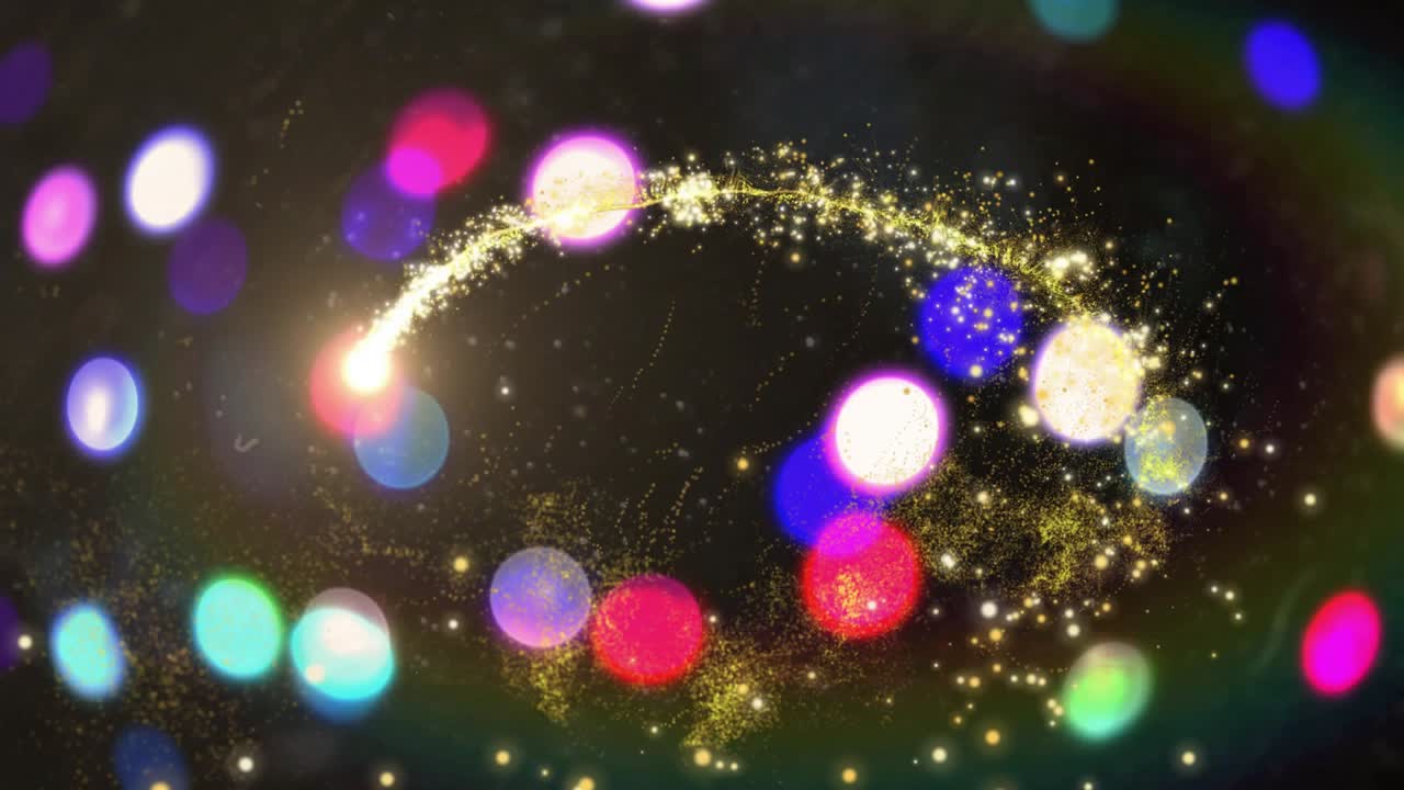 Golden spark getting triggered by right edge glow, sweeping, swirling in space, visualizing energy