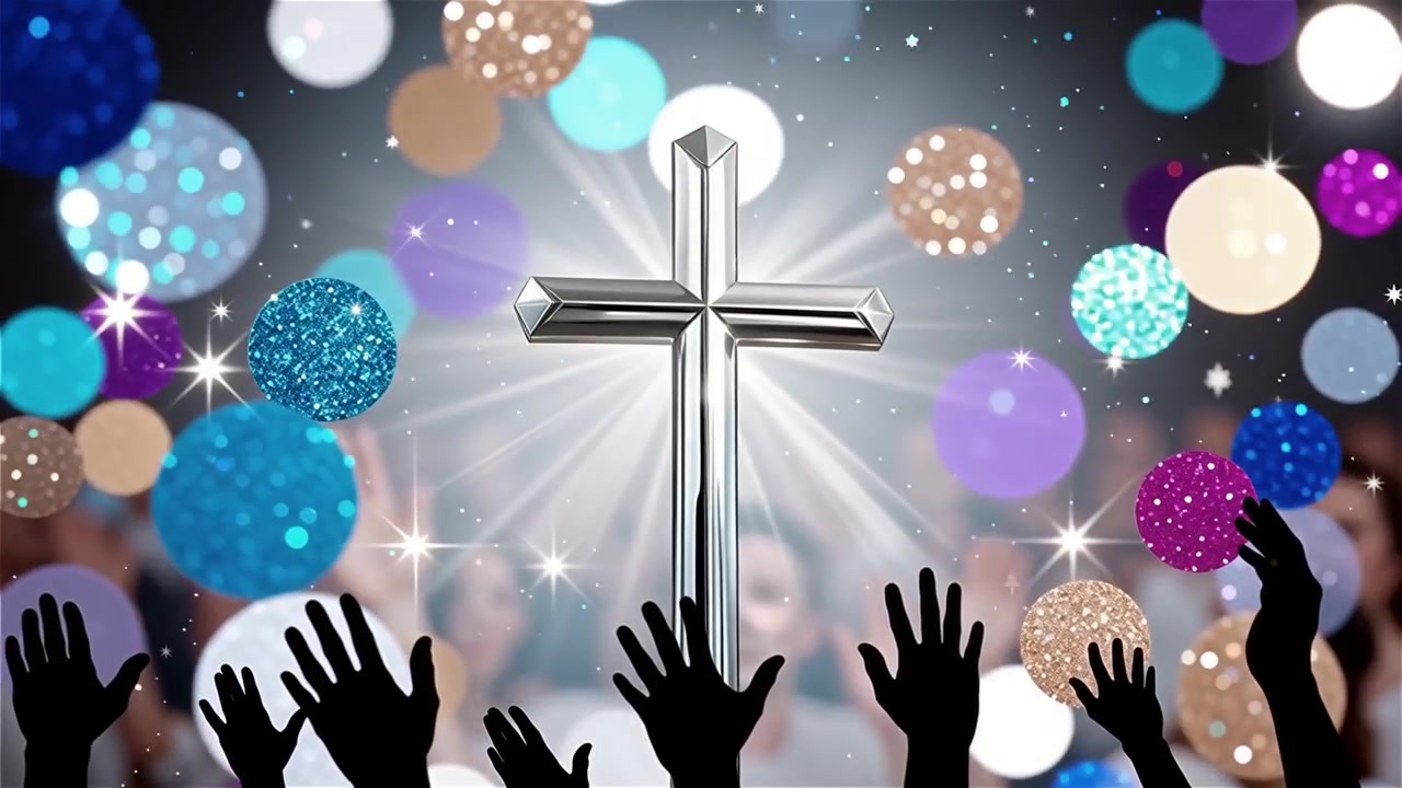 Croce Cristiana Luce Celestiale Sfondo per il Culto.