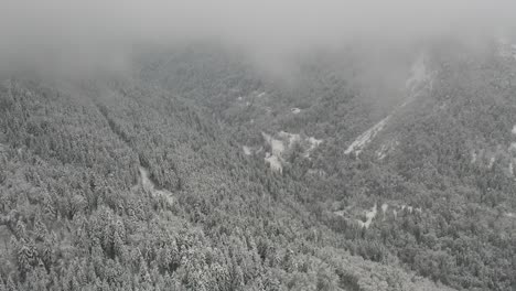 snowy valley landscape in the french alpes