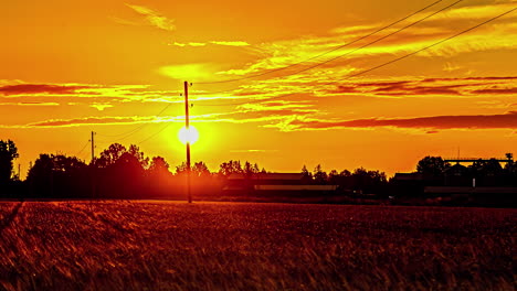 countryside illuminated by vibrant colors of golden sunrise