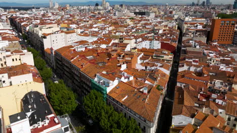 fly over the historic city capital of madrid in spain, southwestern europe