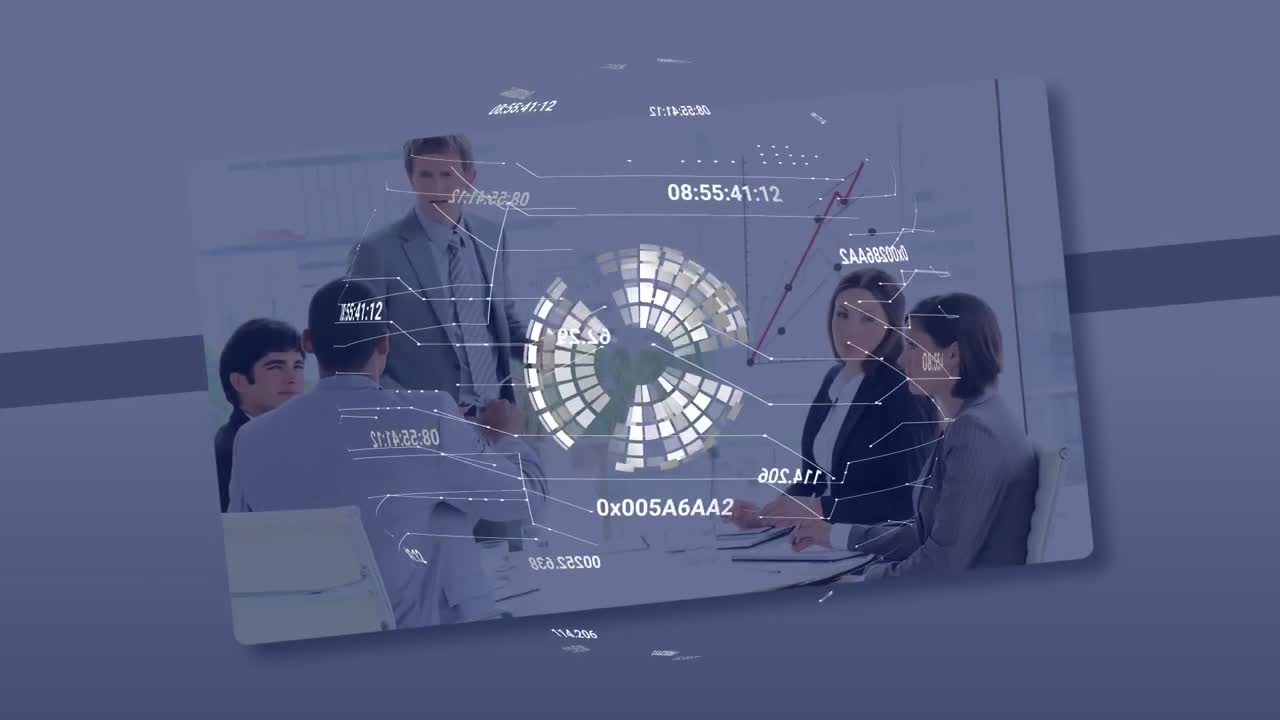 사무실에서 다양한 사업가들에 대한 금융 데이터 처리의 활성화