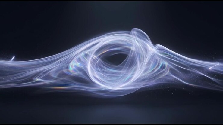 Abstract Glowing Light Waves Forming a Circular Vortex