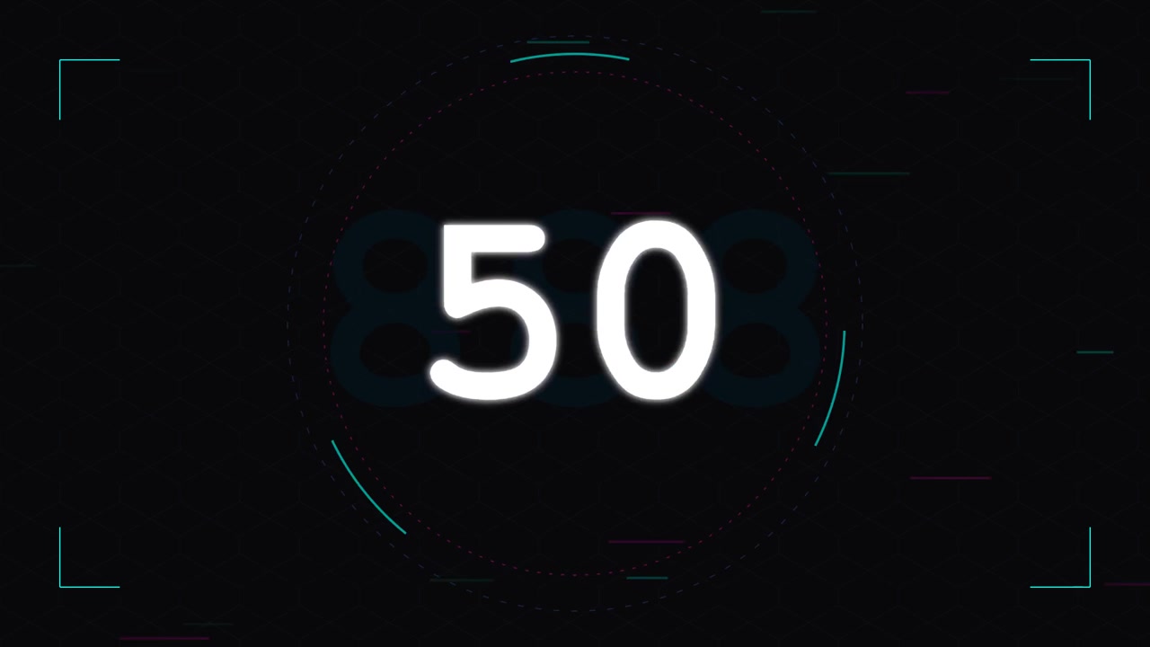 Digital Countdown Timer with Glitch Effect on Dark Background