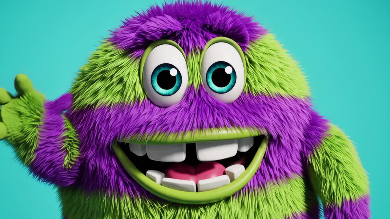 Fluffy Purple and Green Monster