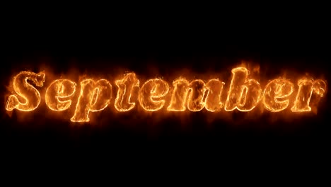 september word hot animated burning realistic fire flame loop.