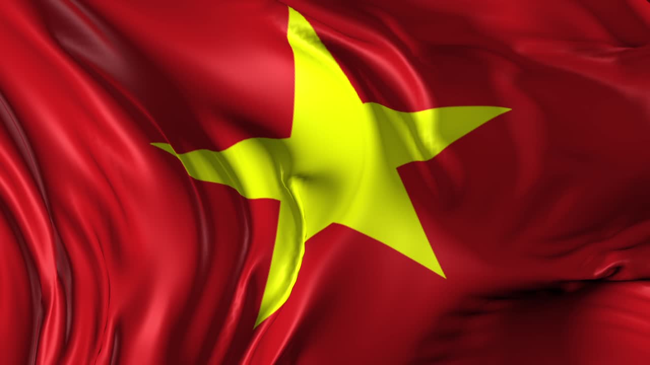 agitando la bandera vietnamita