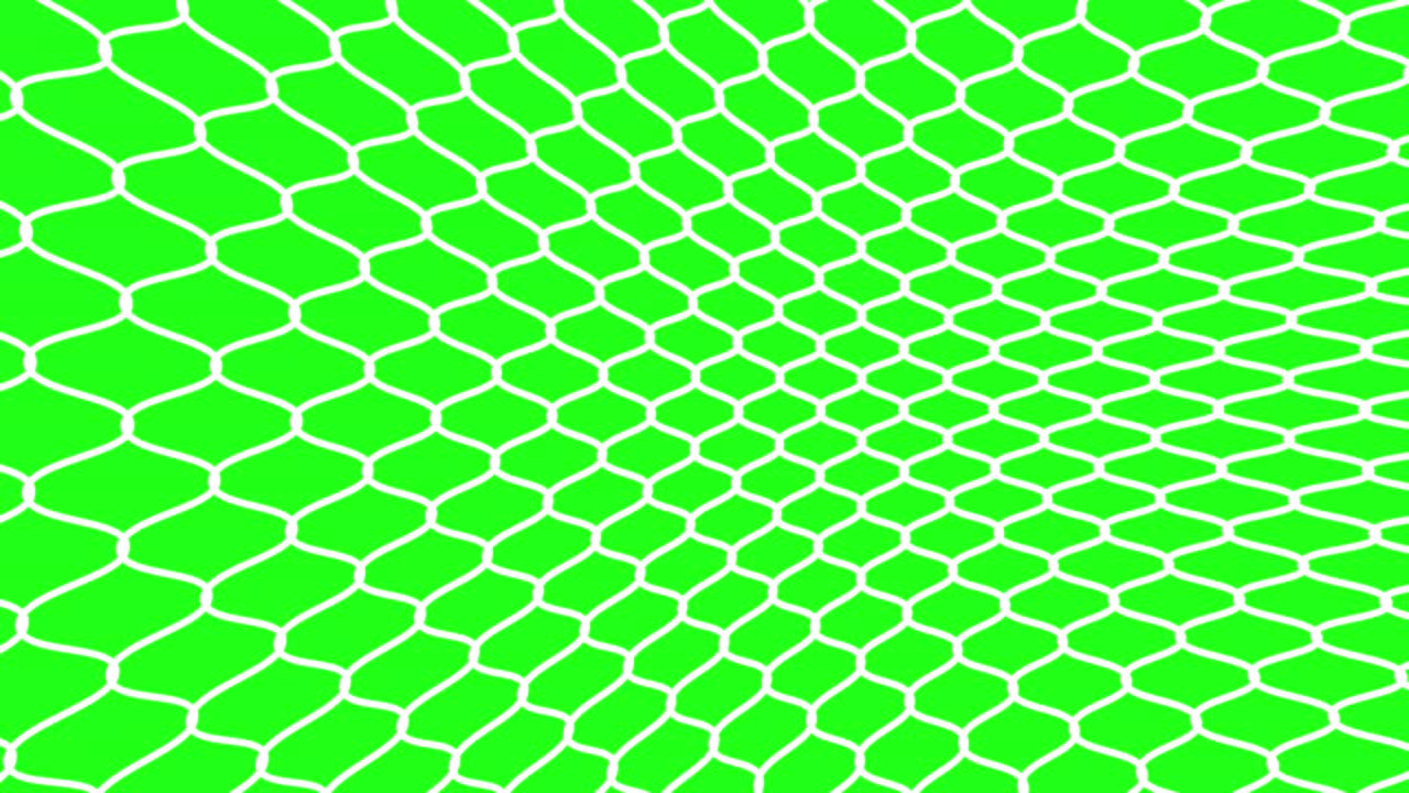 Soccer ball in goal. Green screen background. 4k animation.