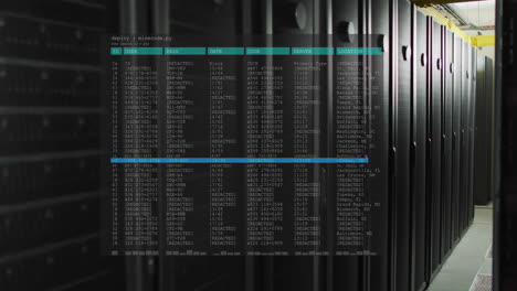 animación del procesamiento de datos digitales a través de servidores informáticos