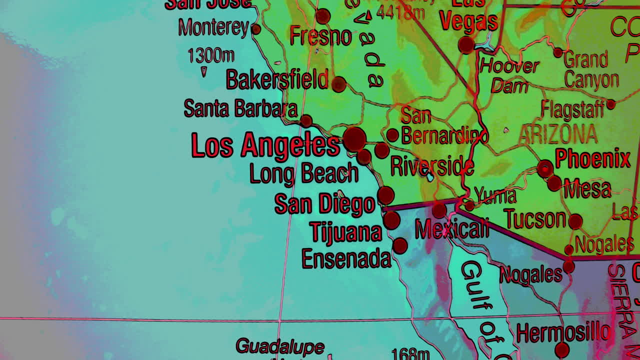 Map of the Southwestern United States and Northwestern Mexico