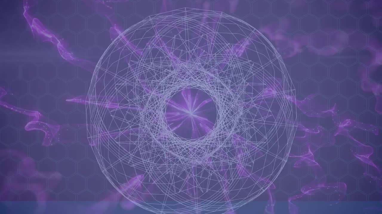 검은색 배경에 연결 네트워크를 통해 빨간색 모양의 애니메이션