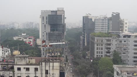 high angle view of dhaka city residential and financial buildings at sunny day