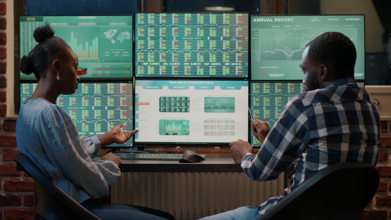 African american team brainstorming ideas to plan exchange profit