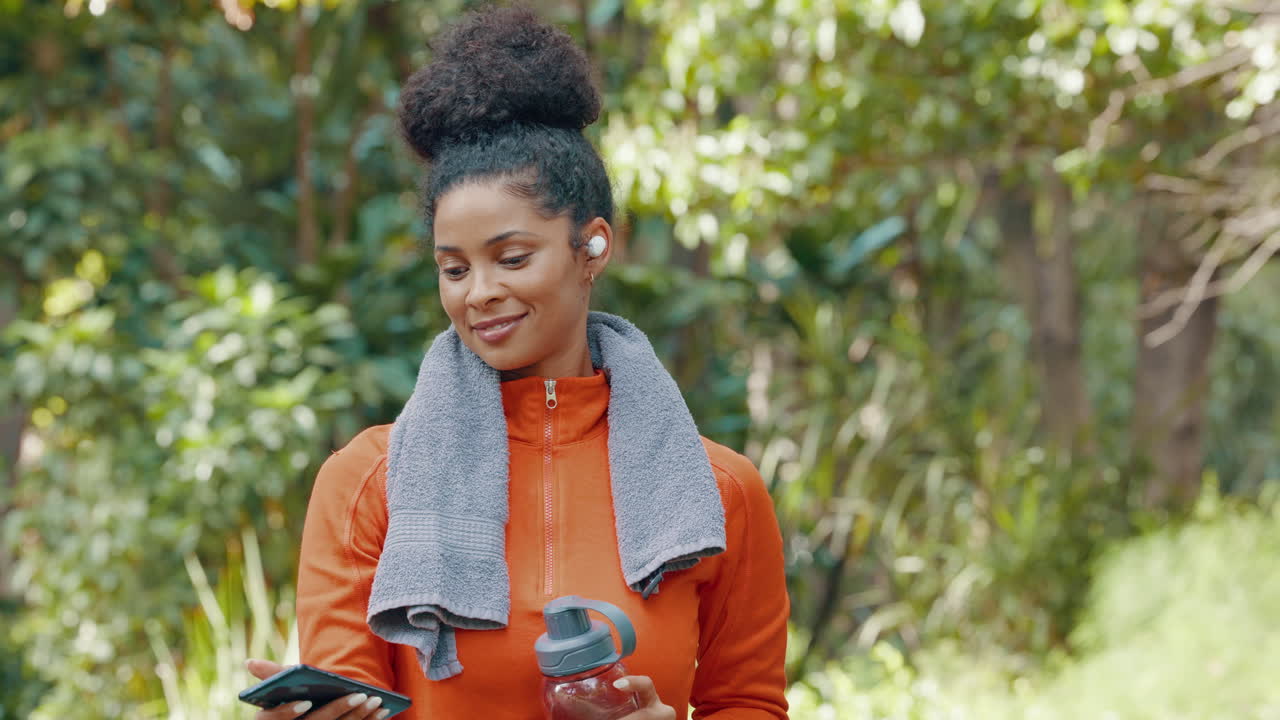 Fitness woman, video call and social media phone