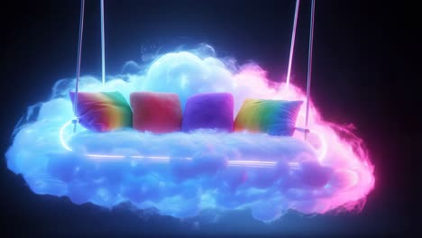 floating cloud swing sofa with neon lights