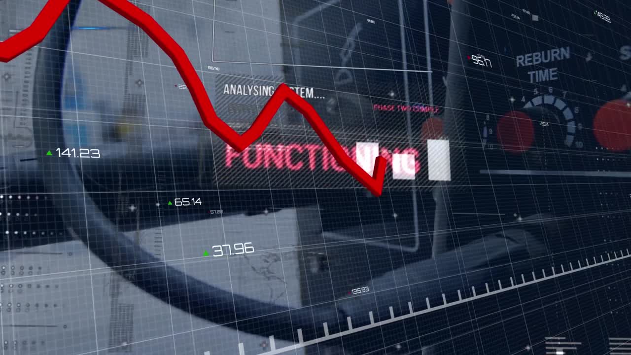 인포그래픽 인터페이스의 애니메이션과  ⁇ 은 그래프가 용접 기계 위에 떨어집니다.