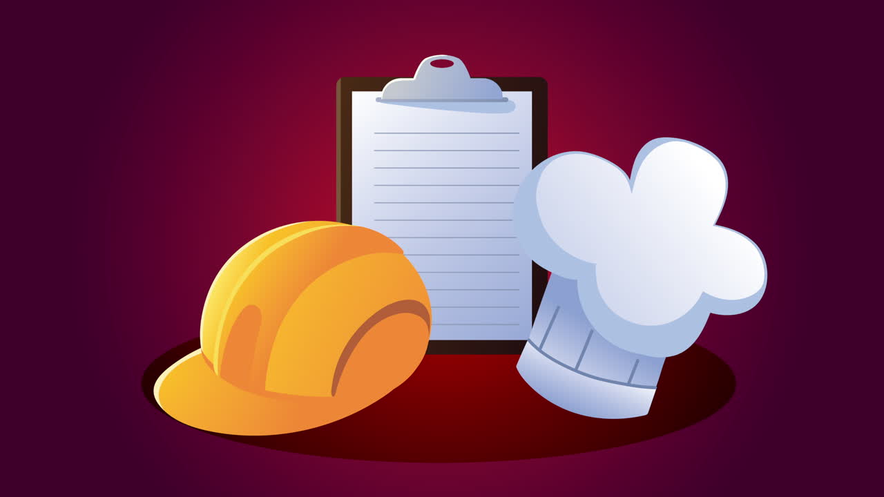 직업 도구와 함께 행복한 노동의 날 애니메이션