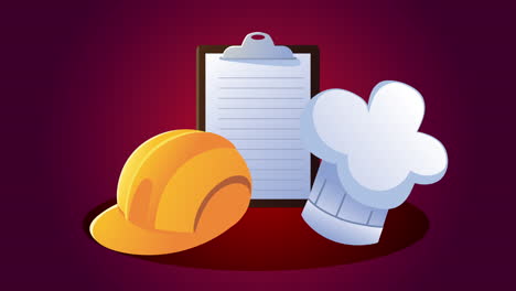 happy labor day animation with ocupations tools