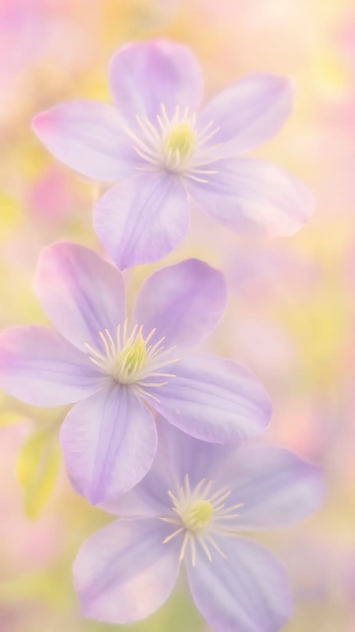 Soft-focus video still of pastel flowers in a dreamy, ethereal style