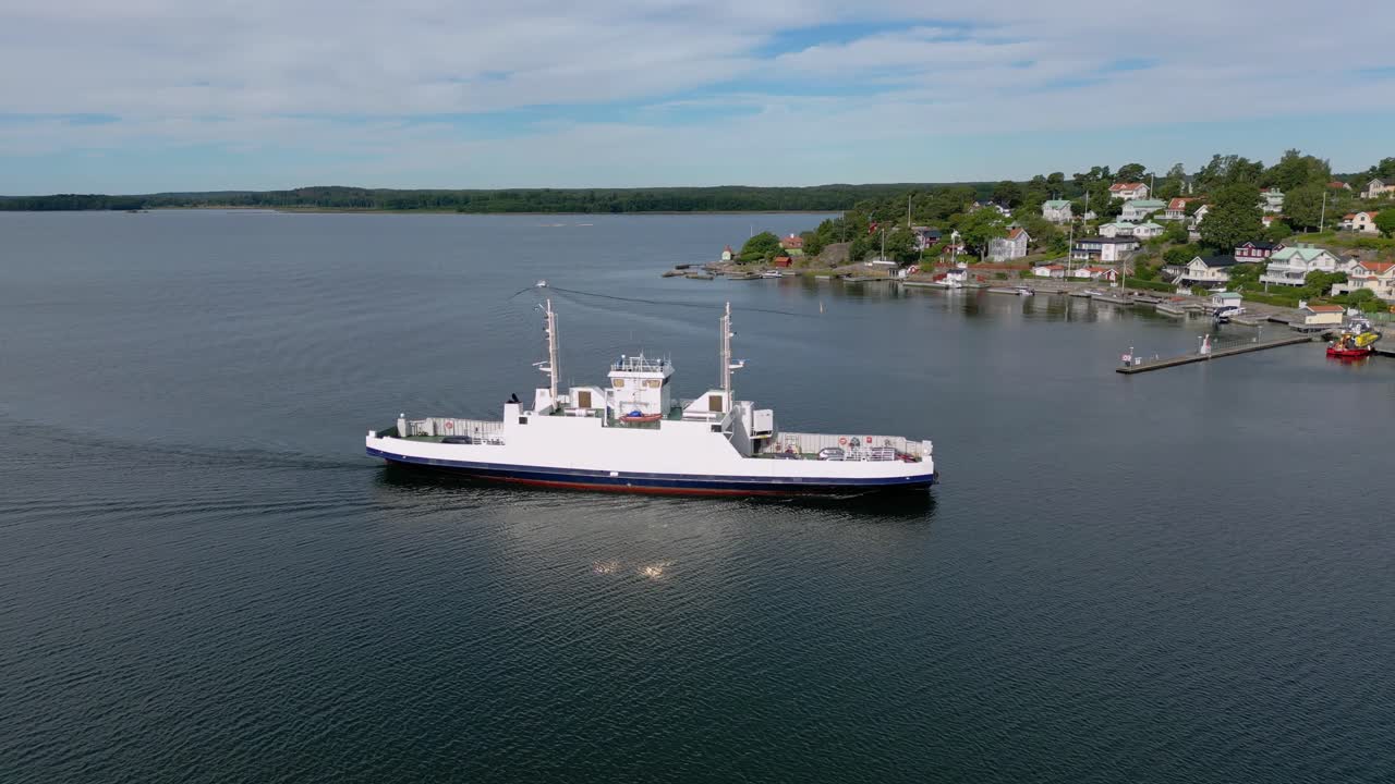 Ferryboat arriving seaside resort Dalar&ouml; in the swedish archipelago