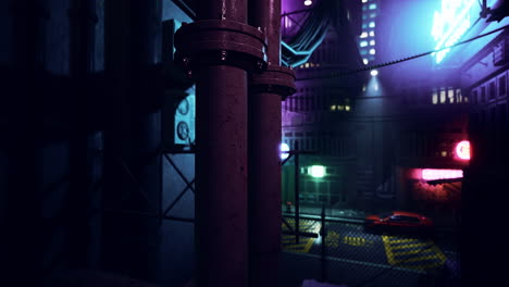 cyberpunk city night alley