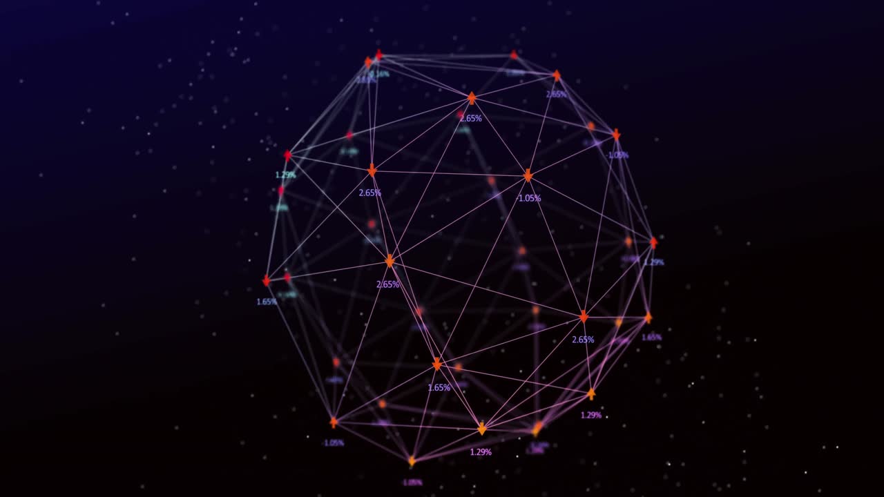 animación de la red de conexiones con procesamiento de datos sobre fondo negro