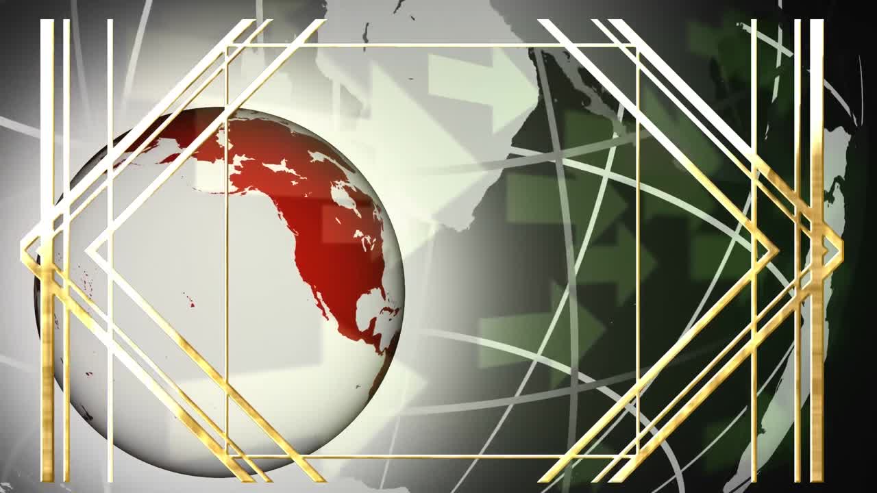 animación de formas doradas sobre el globo sobre fondo verde