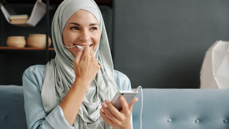 Smiling Woman in Hijab on Video Call