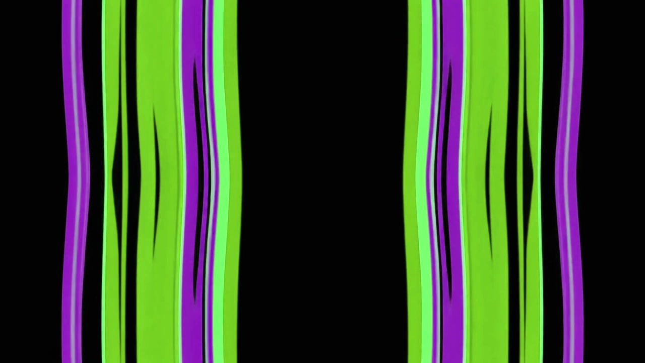 Abstrakt animation af lodrette bølgede grønne og lilla linjer