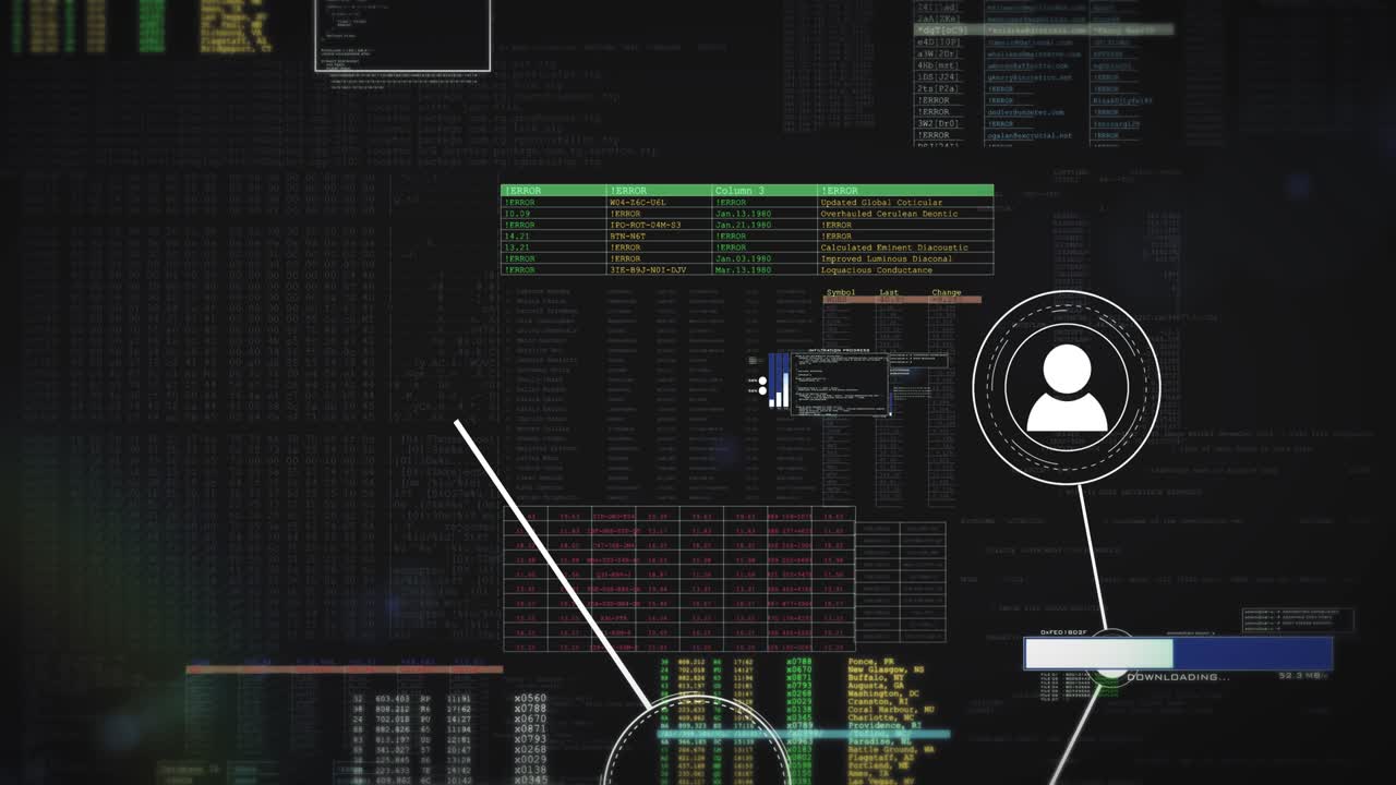 conectar a la gente red, hacking y conexiones sociales. vuelo arriba animación de red digital