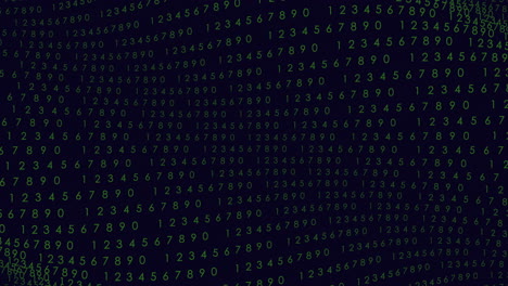 digital binary code with random neon led numbers on digital computer screen