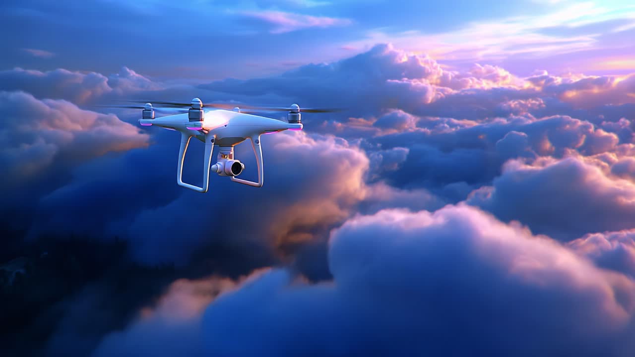 Aerial Perspectives: Captivating Images of a Drone Captured in a Dreamy Sky Filled with Colorful Clouds, Showcasing the Beauty of Technology and Nature Intertwined in Perfect Harmony
