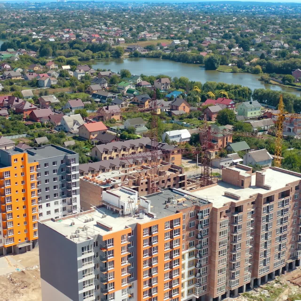 Modern exterior home architecture. New building houses district