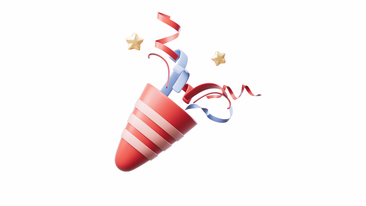 декоративный бумажный фейерверк с альфа-каналом, 3d-рендеринг.