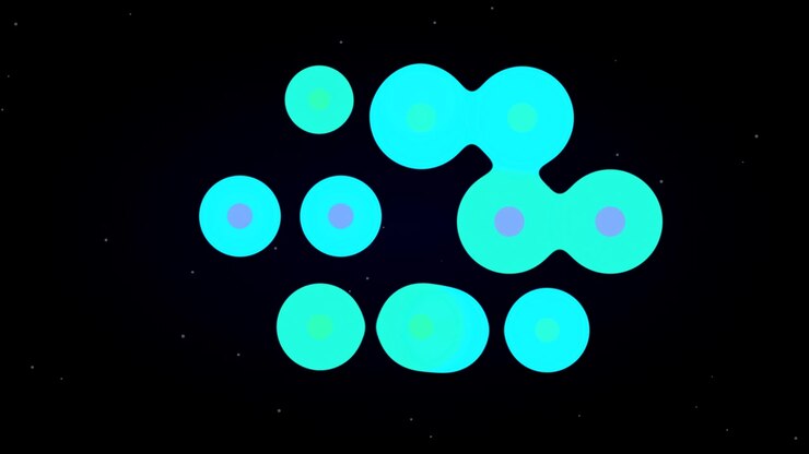 Abstract Animation of Merging and Separating Neon Circles