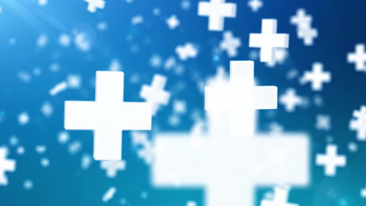 A Captivating Scene Featuring Floating Plus Signs on a Gradient Blue Background, Evoking Themes of Addition, Positivity, and Growth in a Digital Environment