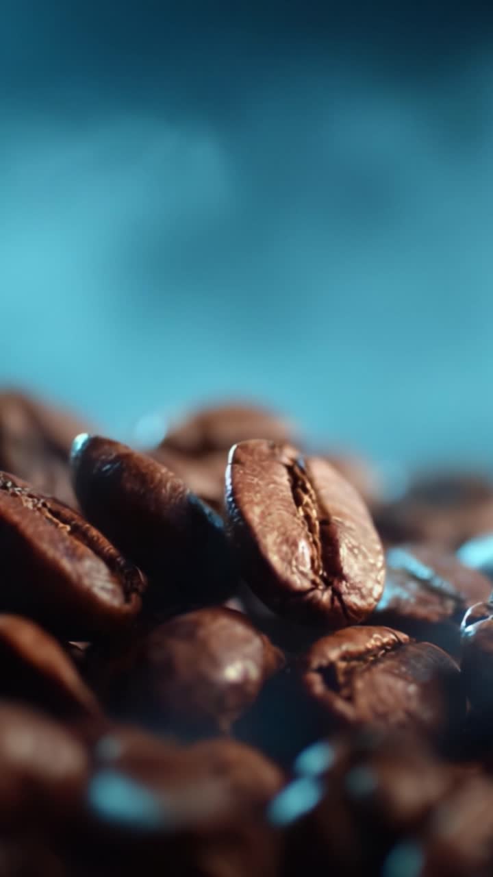 Aromatiske kaffebønner stiger i damp og indfanger den rige essens og smagfulde aroma af friskristet bryg for den perfekte morgenoplevelse.