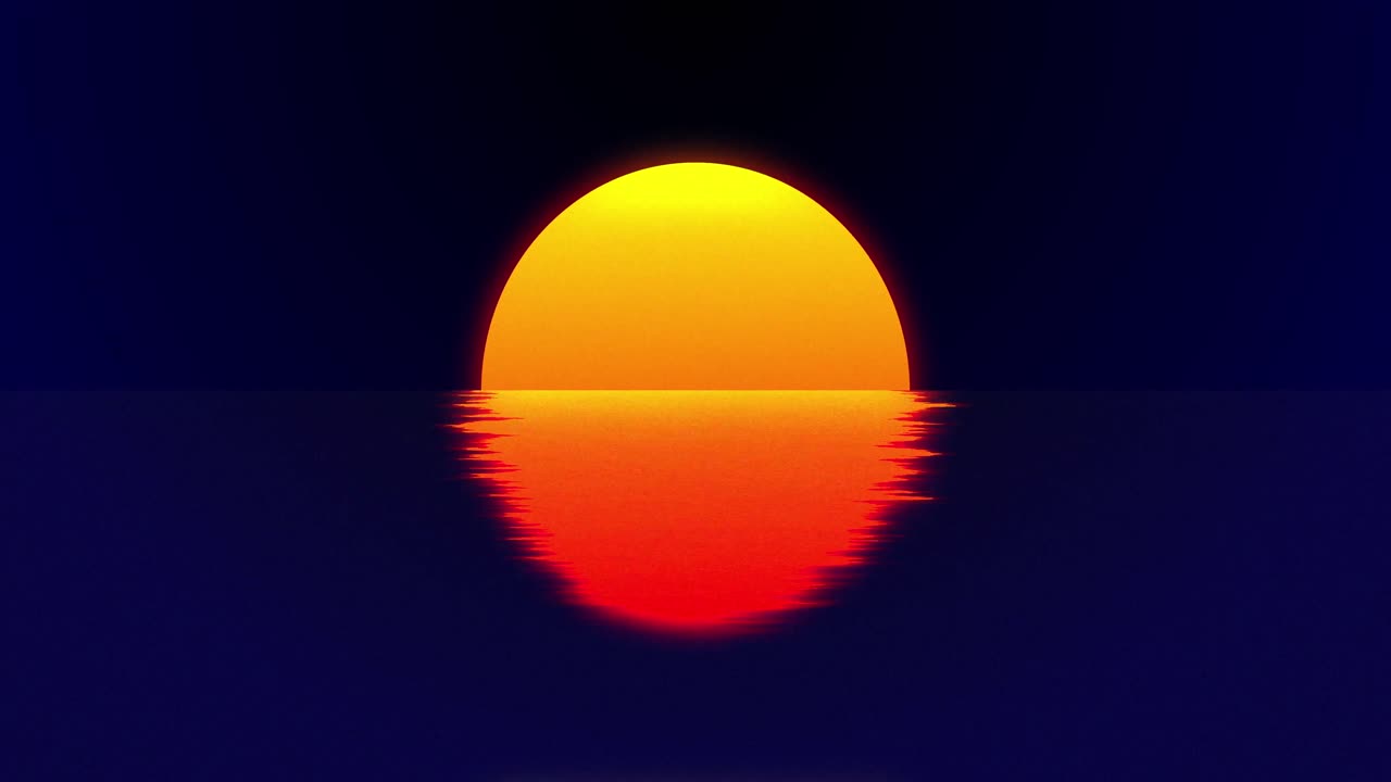 animación del sol sobre el agua sobre un fondo negro