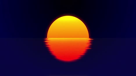 Animation-of-sun-over-water-on-black-background