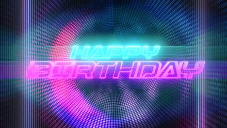 feliz cumpleaños con luz disco en el escenario