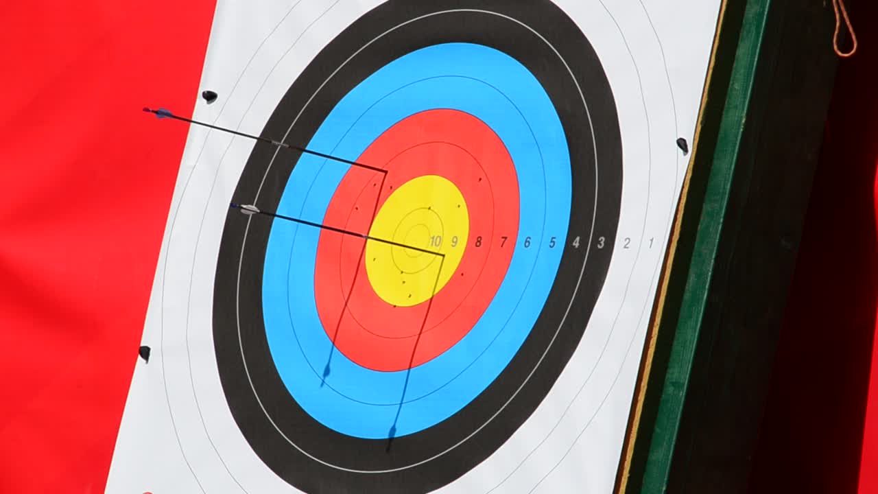 Arrows Hitting Archery Target in Slow Motion