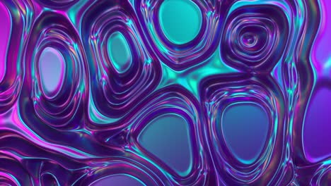 abstract 3d render holographic oil surface background, foil wavy surface, wave and ripples, ultraviolet modern light, neon blue pink spectrum colors. seamless loop 4k animation