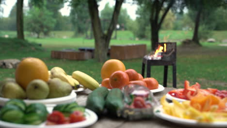 Frutas-Y-Verduras-Frescas-Con-Barbacoa-De-Fuego-En-La-Procedencia