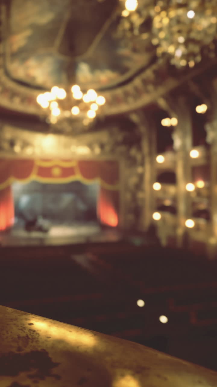 Interior view of a grand theater before a performance begins