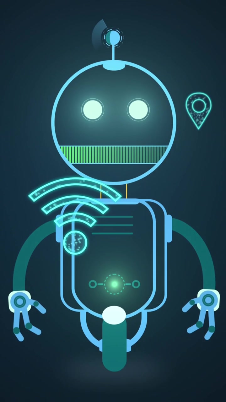 Animazione di icona di chatbot AI e icone di cloud digitale e Wi-Fi