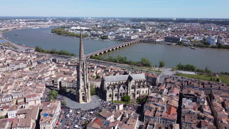 Basilique-Saint-Michel,-Basilica-of-Saint-Michael-in-Bordeaux-AERIAL