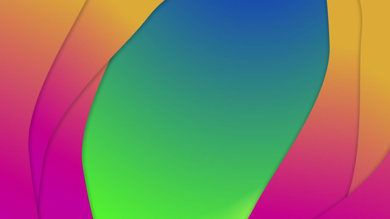 animación de formas rosadas en un fondo colorido